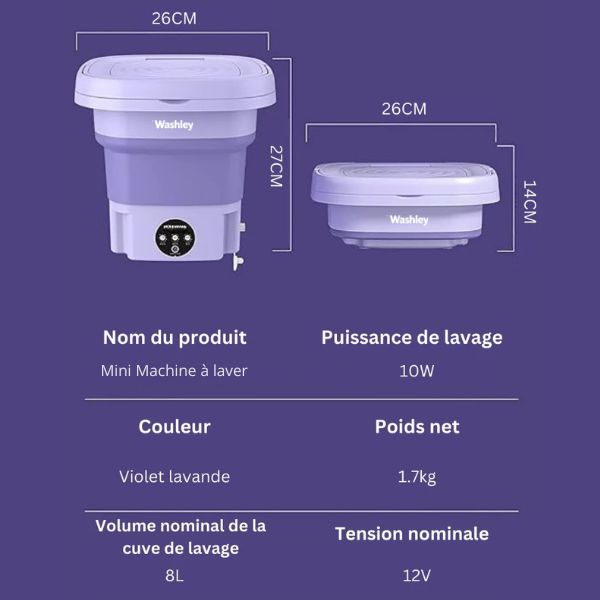 Opvouwbare miniwasmachine